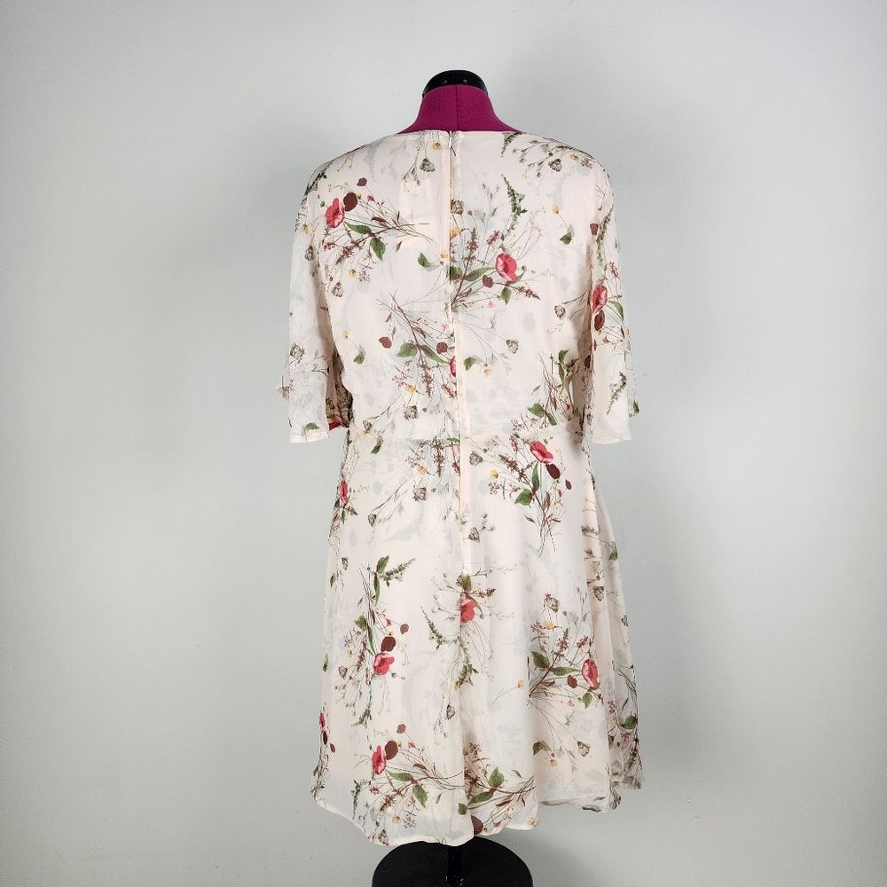 NWT Bobeau Rose Floral Chiffon Midi Dress Pink XL Romantic Coquette Boho - Picture 6 of 16